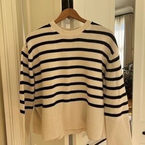 GAP Black and Cream Striped Women's Sweater